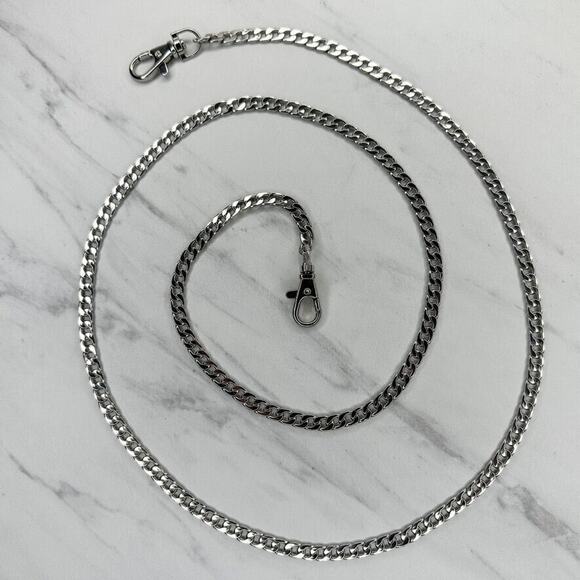 Silver Tone Flat Chain Link Purse Handbag Replacement Strap 48" ✨ - Picture 1 of 11